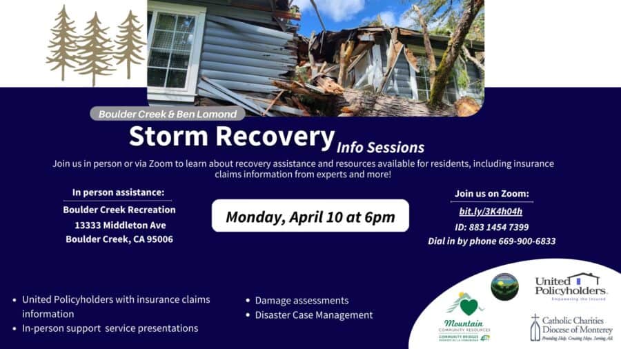 Storm Recovery Info Sessions for Boulder Creek & Ben Lomond residents
