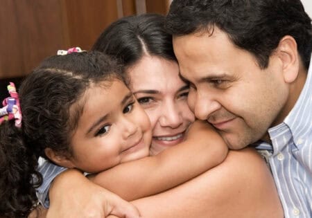 Family hugging