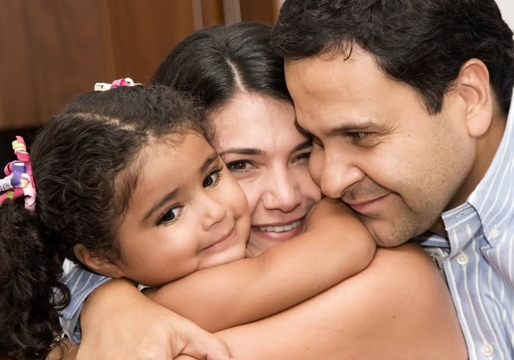 Family hugging